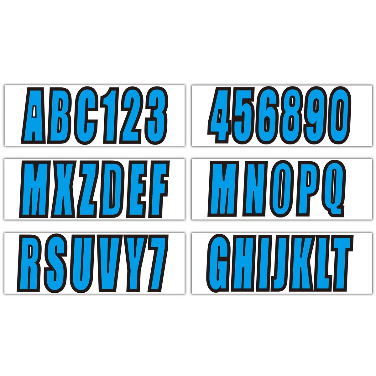 Set of 4 Blue Decal Stickers A-Z & 0-9 for Boat Numbers (3")