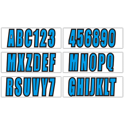 Set of 4 Blue Decal Stickers A-Z & 0-9 for Boat Numbers (3")