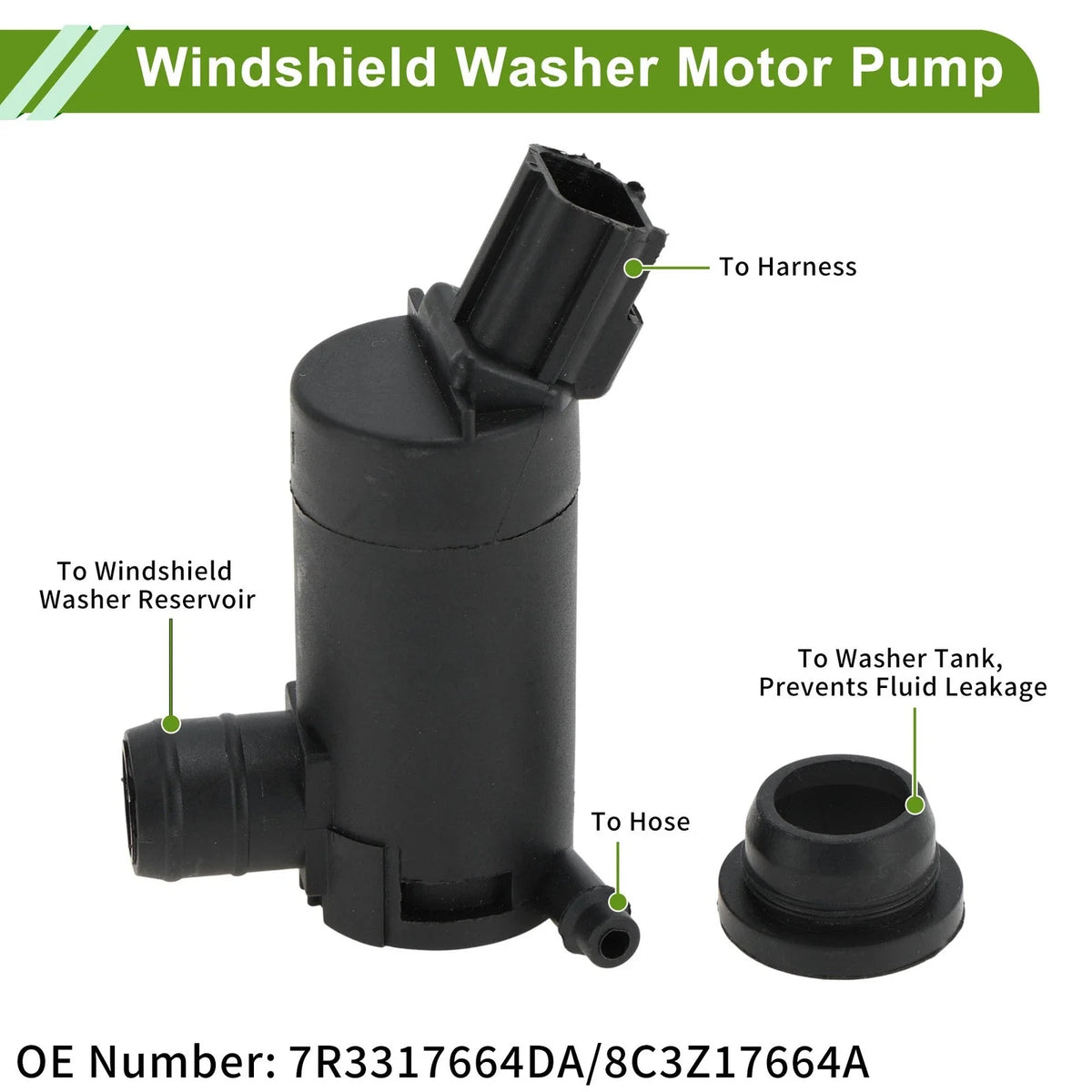 Windshield Washer Pump with Rubber Ring for Ford Crown Victoria (No.7R3317664DA)