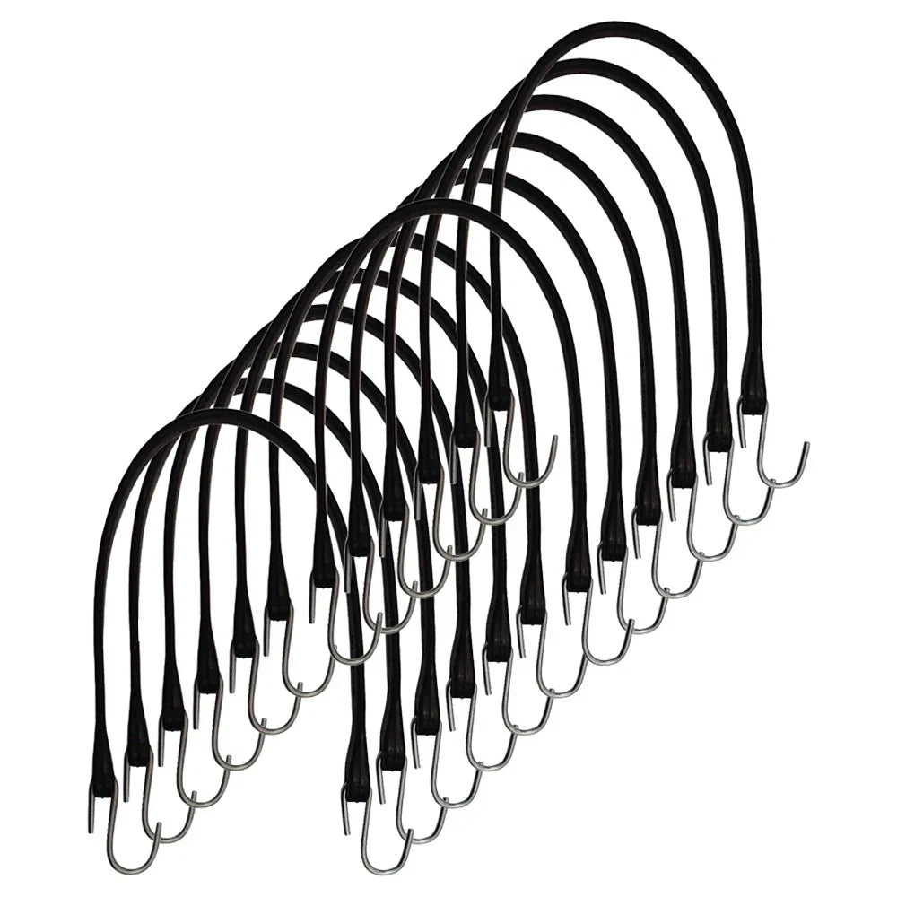 12 Pack Rubber Bungee Cord Tarp Straps for Flatbed Trailers 21"