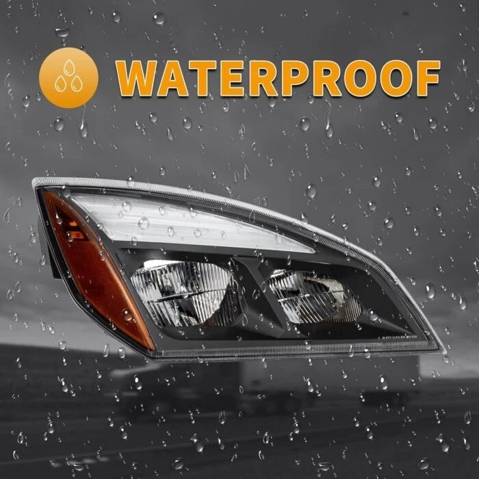 Black Reflective LED Headlamp for Cascadia (2018–Present) AGO01-110048BK RH, A6601405002, A6601405003