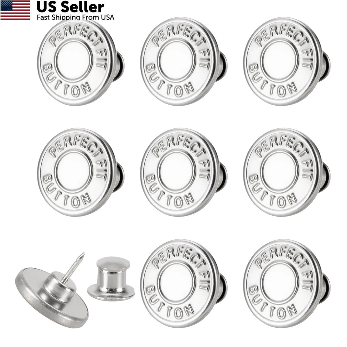 Set of 8 17 mm Pants Buttons for Loose Jeans