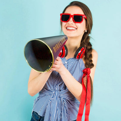 Director’s Megaphone Prop for Movie Production (13” Black & Gold)