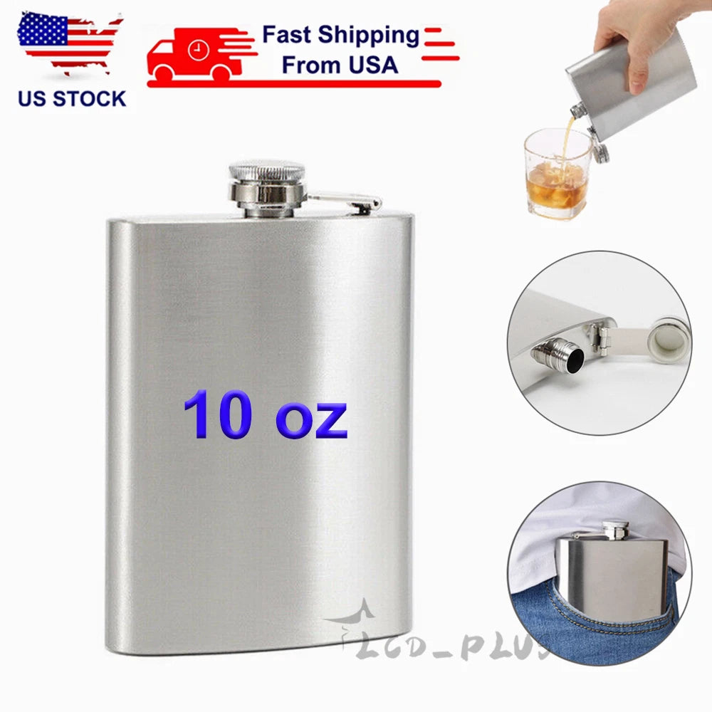 10 oz Stainless Steel Liquor Hip Flask for Alcohol Whiskey