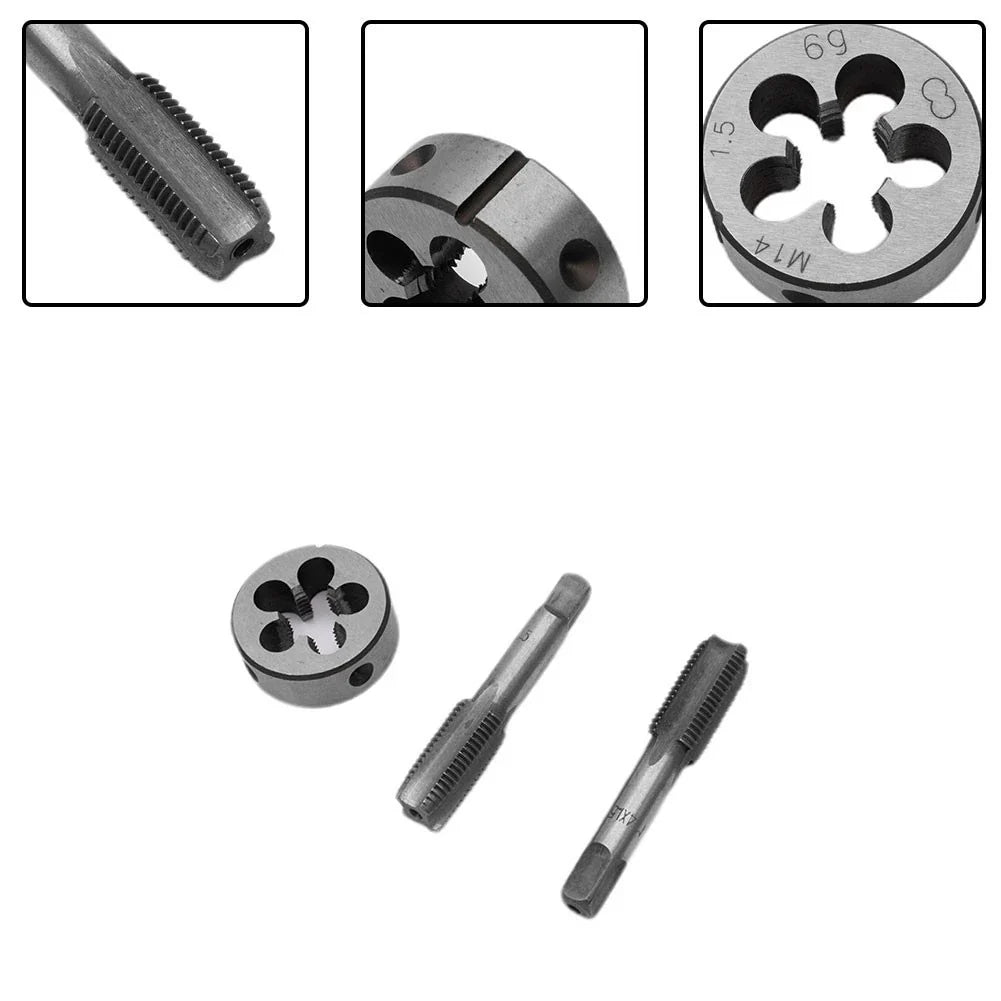 HSS M14x1.5mm Taper & Plug Tap Set with Die Metric Thread Right Hand Tool