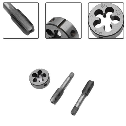 HSS M14x1.5mm Taper & Plug Tap Set with Die Metric Thread Right Hand Tool