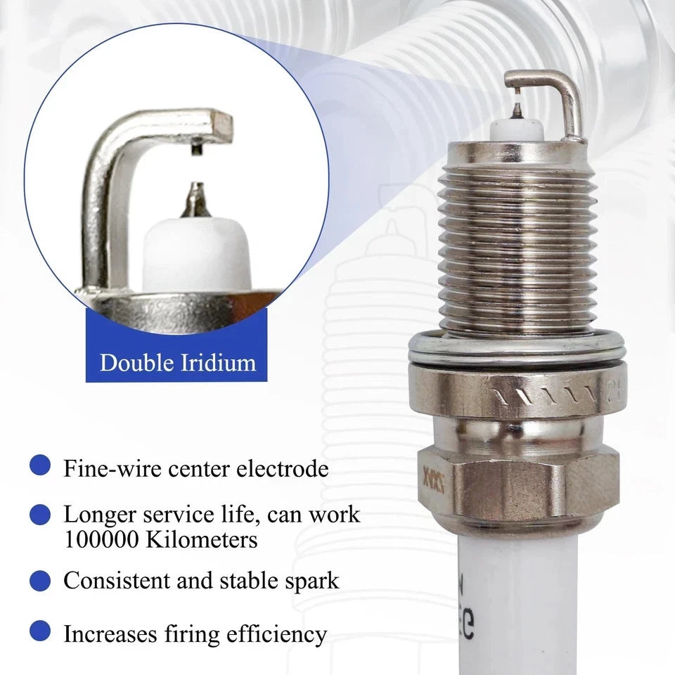 Double Iridium Spark Plug for Audi A3 A4 A5 A6 Q3 Q5 R8 (2000–2023)