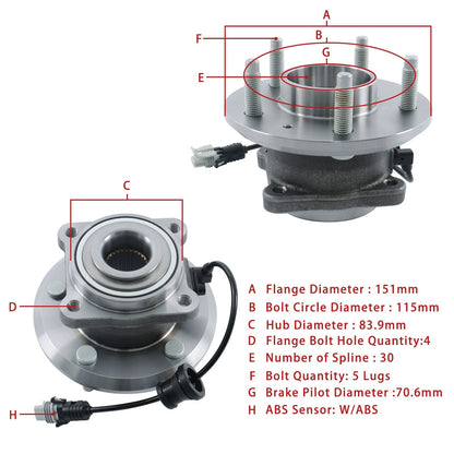 Rear Wheel Bearing Hub W/ABS for Chevy Equinox Pontiac Torrent (2007–2009) BCK42482K