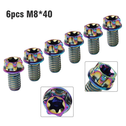 6pcs M8x40mm Titanium Torx Head Flange Bolts for Motorcycle Bike