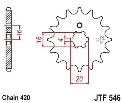 14T Front Chain Sprocket JTF546.14 for Yamaha Chappy 50 (1978–1982)