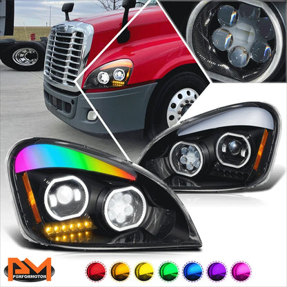 RGB LED Brow Gattling Projector Headlights for Freightliner Cascadia (2008–2017)