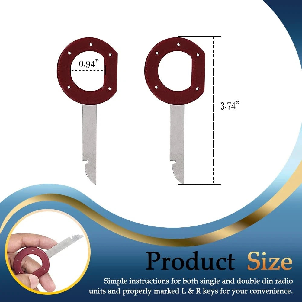 4X Radio Removal Tool Kit for Universal Use (Easy Grip Handles)