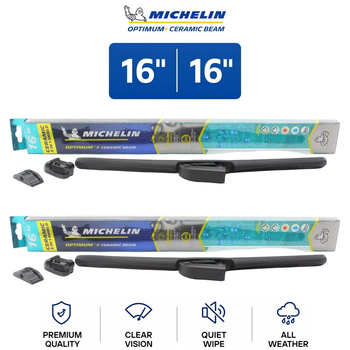Set of 2 Michelin Optimum+ 16" Ceramic Beam Wiper Blades for R1500 Suburban