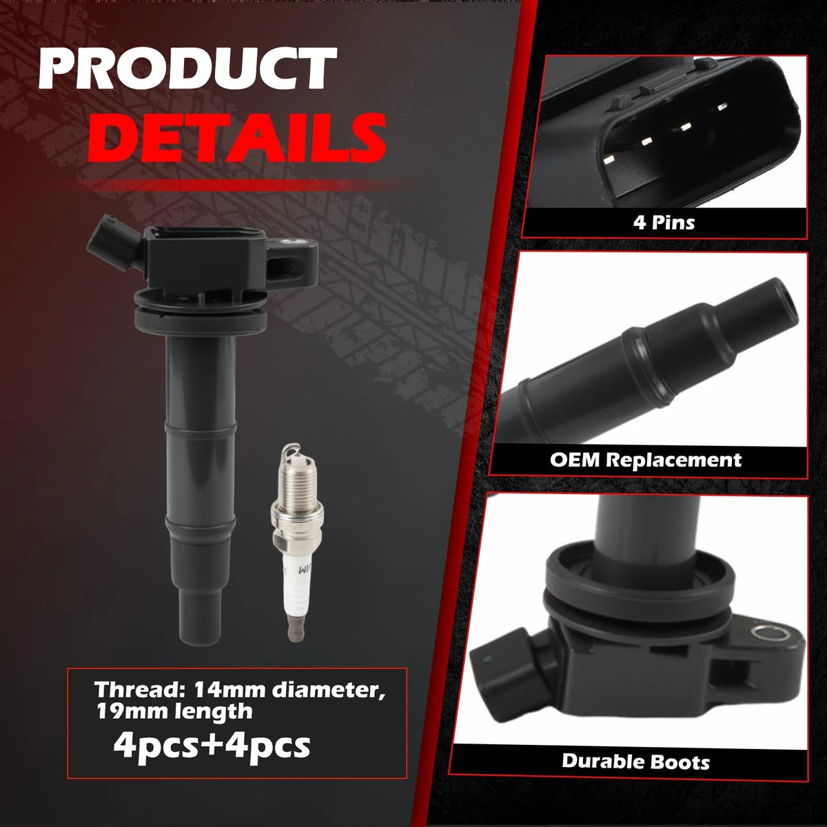 Ignition Coil & Iridium Spark Plug Set for Toyota Lexus Pontiac Scion