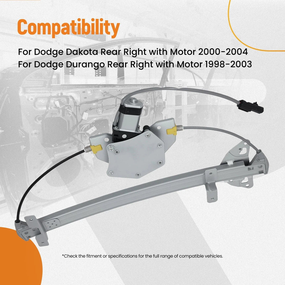 1PC Rear Right Electric Window Regulator w/Motor for Dodge Durango Dakota (1998–2003)