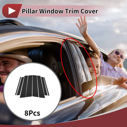 8 Pcs Car Door Pillar Window Trim for Toyota Crown Kluger (2022–2024) Black