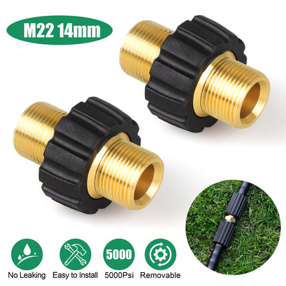 2X M22-14mm Quick Connect Hose Adapter for Pressure Washer (5000PSI)
