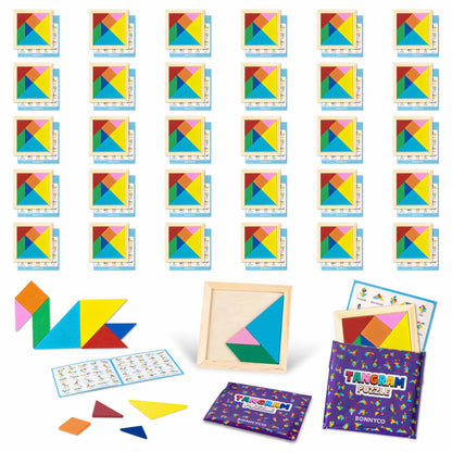 30 Pack Tangram Puzzle for Kids Party Favors