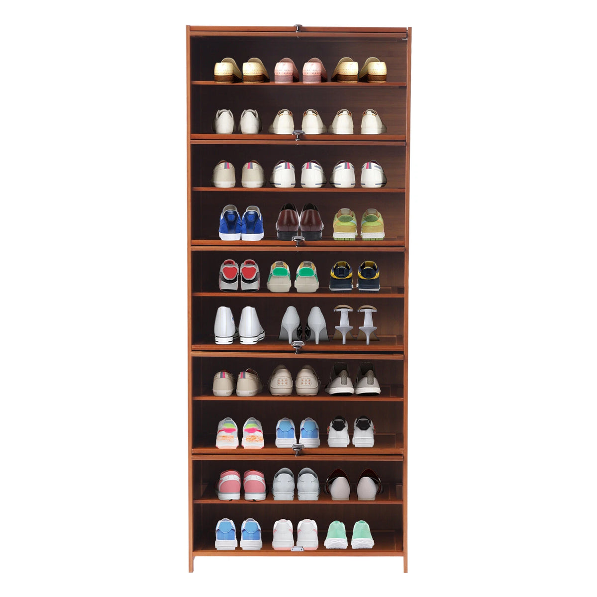 10-Tier Bamboo Shoe Rack Organizer for Home Storage (No Part Numbers)
