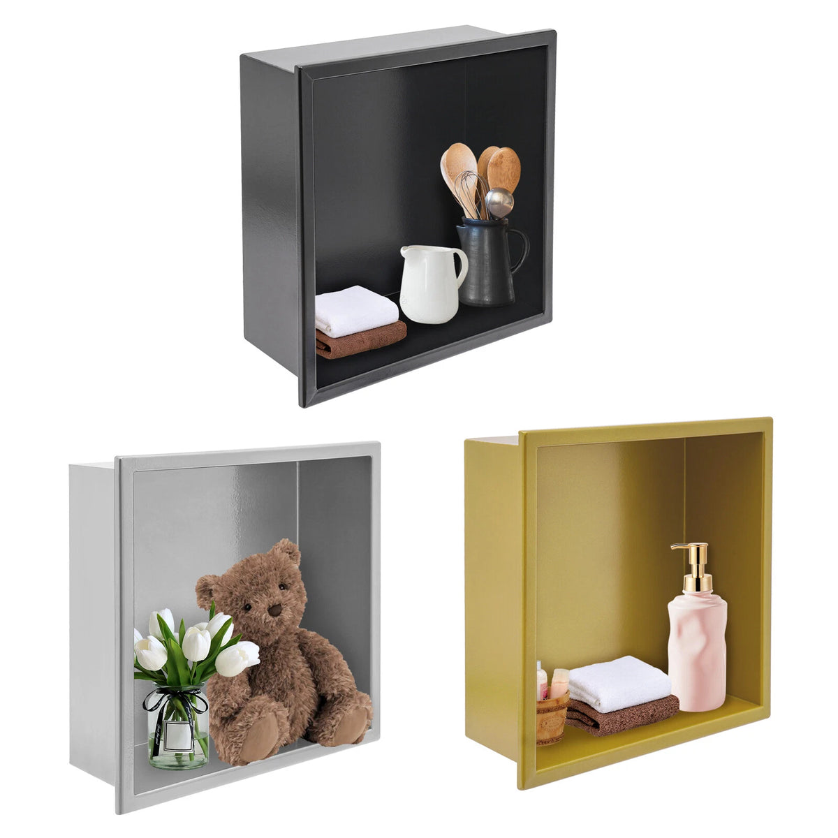 Stainless Steel Recessed Shower Niche for Bathroom Storage (Over Mount)