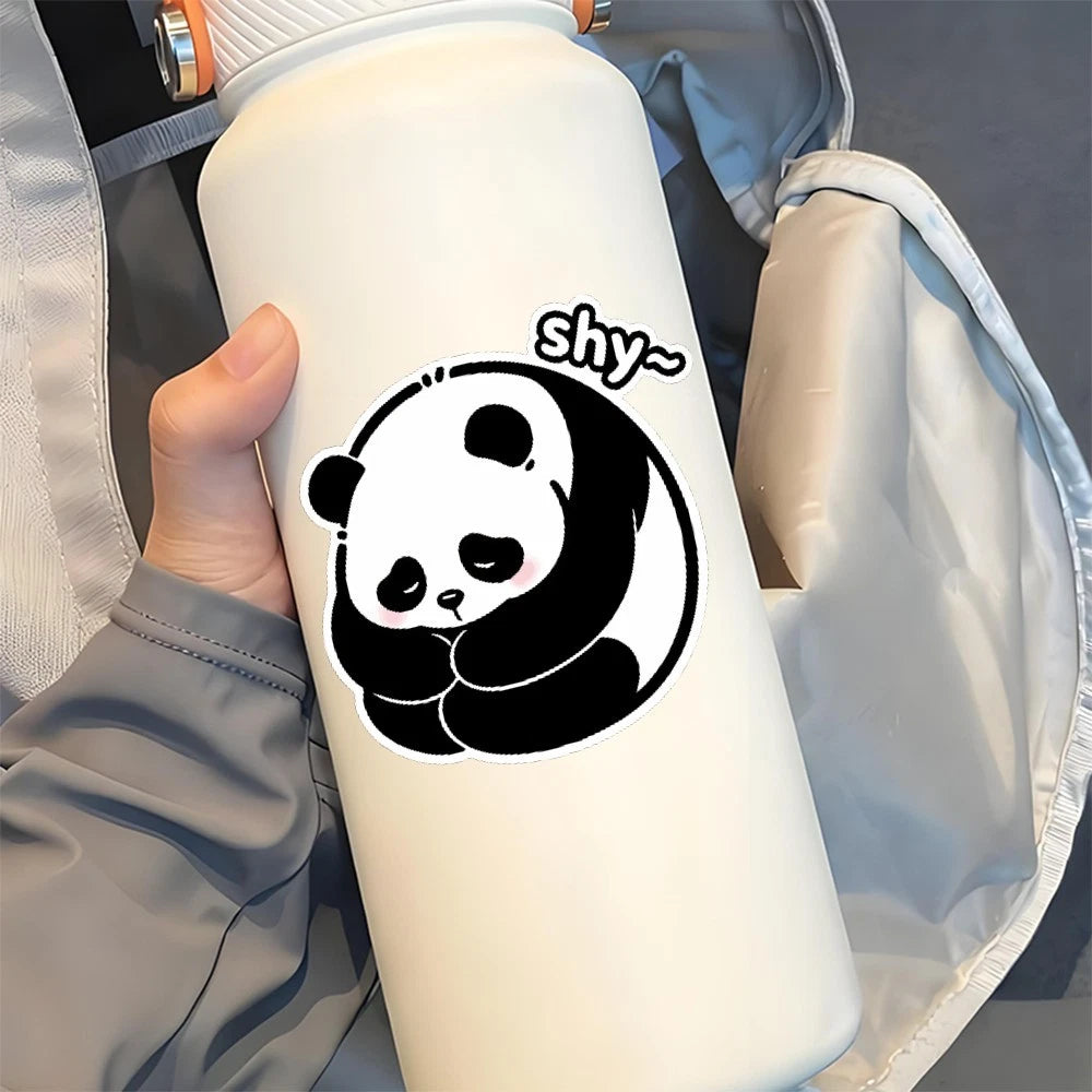 Vinyl Sticker Panda Shy Cute for Car Window, Laptop, Bottle, Tumbler, Skateboard