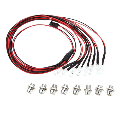 8pcs LED Lights Red & White for Traxxas Tamiya HSP SCX10 D90 (1/8 1/10)