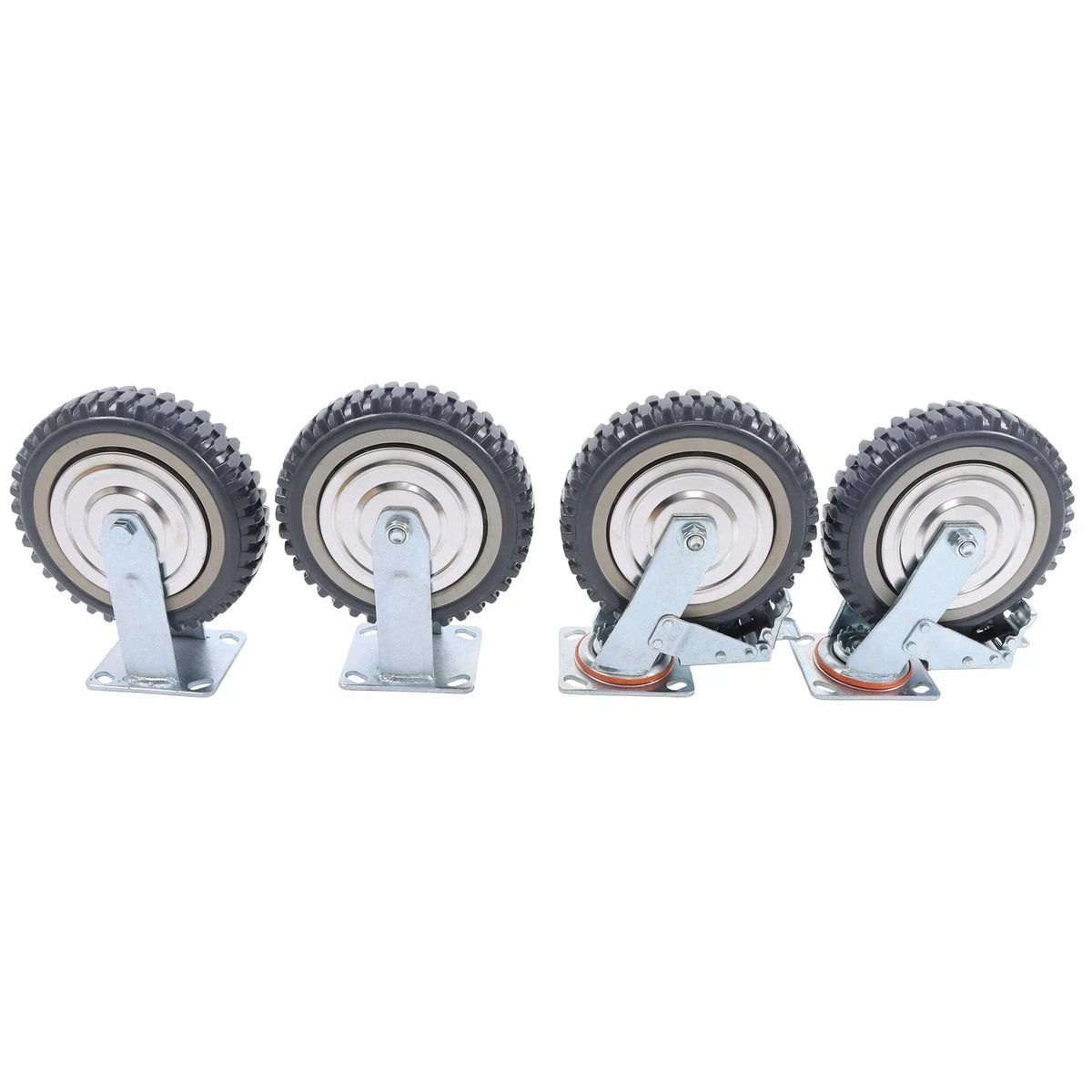 Set of 4 Heavy Duty Rubber Caster Wheels 8" (2 Swivel, 2 Fixed) 440Lbs