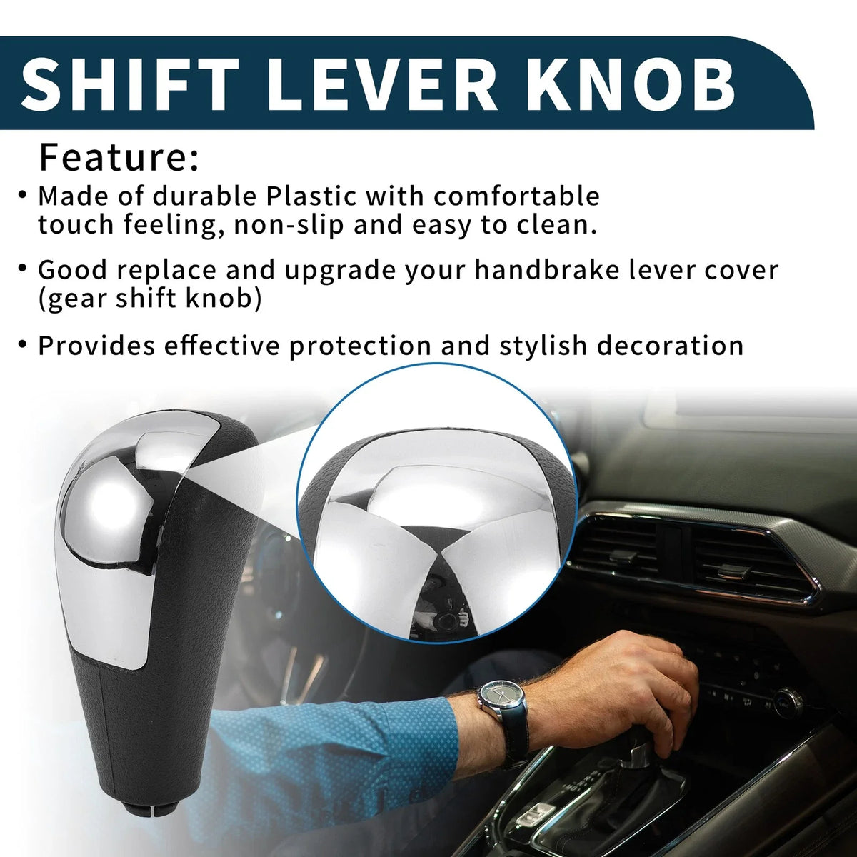 Automatic Gear Shift Knob for Ford Focus MK2 (2005–2012) Plastic Black Silver