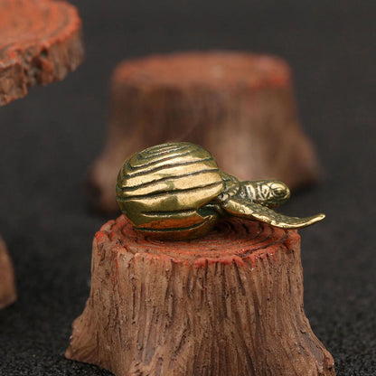 Solid Brass Turtle Figurines - Small Animal Statues for Home Ornaments