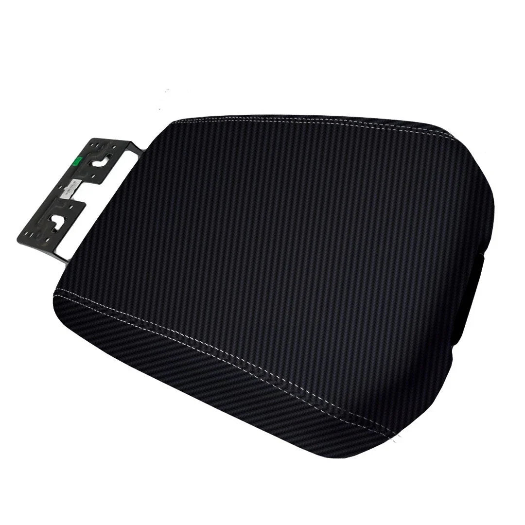 Console Armrest Cover for Nissan Titan (2016–2020) PVC Carbon White Stitch