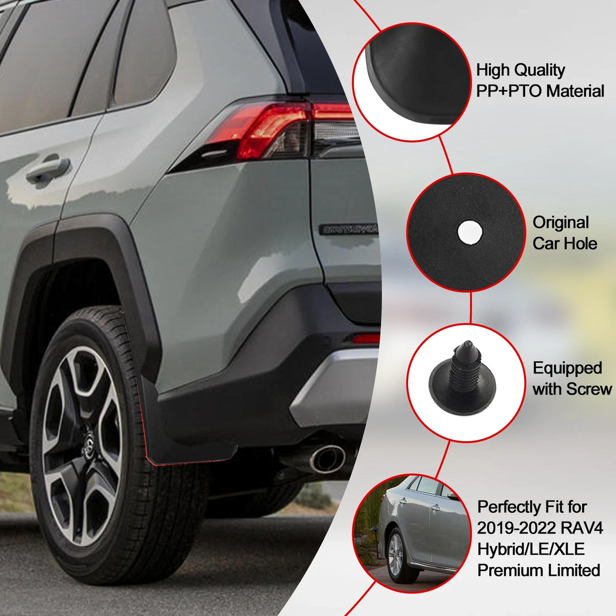 Mud Flaps Splash Guards for Toyota RAV4 2019–2023 (4-Door, 2.5L L4)