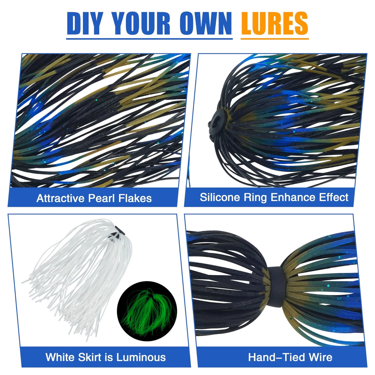 12X Spinnerbait Skirts for Bass Fishing Jigs - Multicolor Replacement