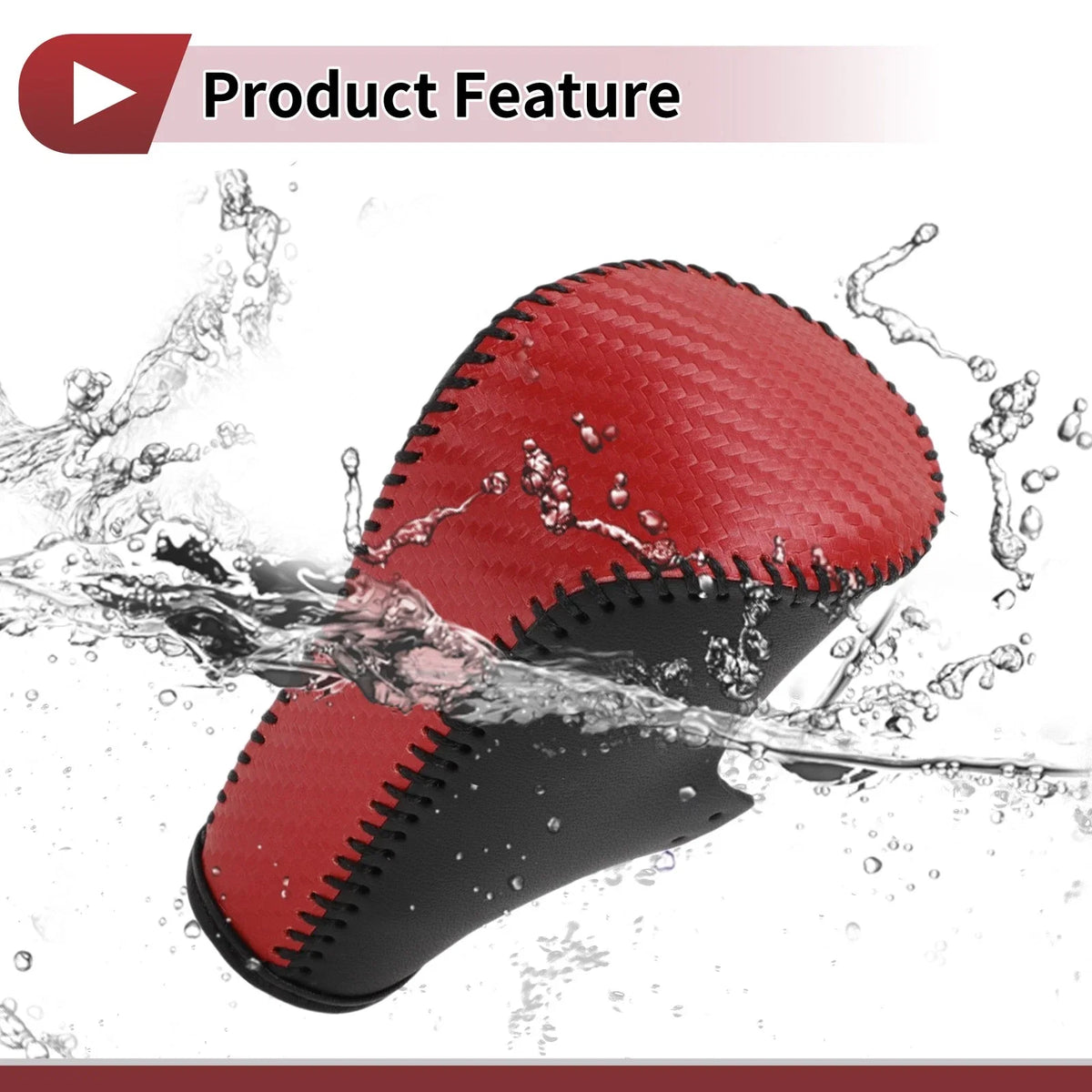 Gear Shift Knob Cover for Honda Accord (2008–2012) Red Carbon Fiber Black