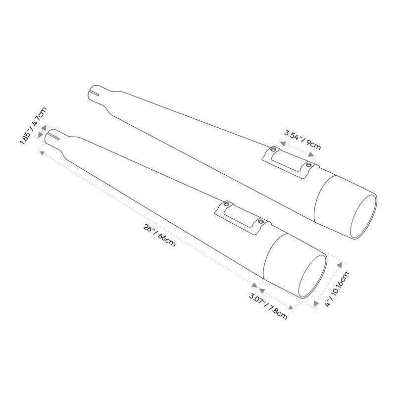 4" Megaphone Tapered Dual Exhaust Pipes for Harley Road Glide (1995–2016)
