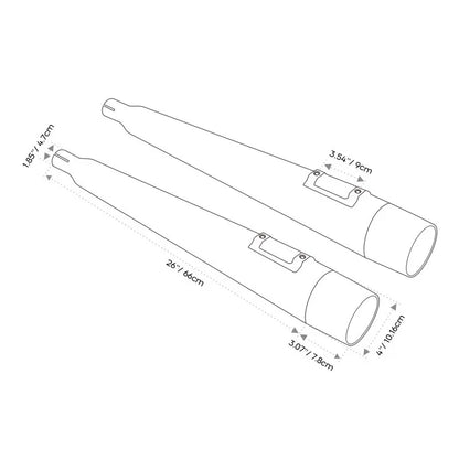 4" Megaphone Tapered Dual Exhaust Pipes for Harley Road Glide (1995–2016)