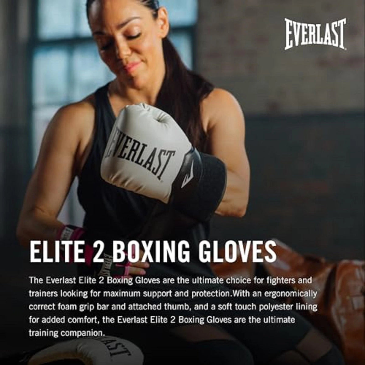 2X Boxing Gloves for Everlast Elite (Pro Training & Heavy Bag) 12oz, White/Black