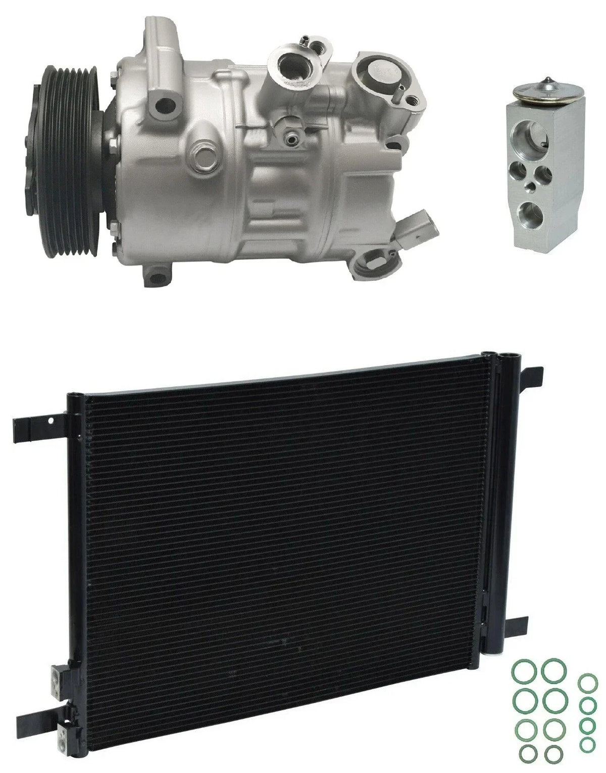 AC Compressor Kit w Condenser for Audi A3 1.8L 2.0L (2016–2019)