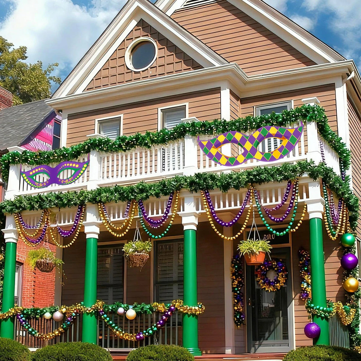 2X Mardi Gras Mask Banner for Porch Sign