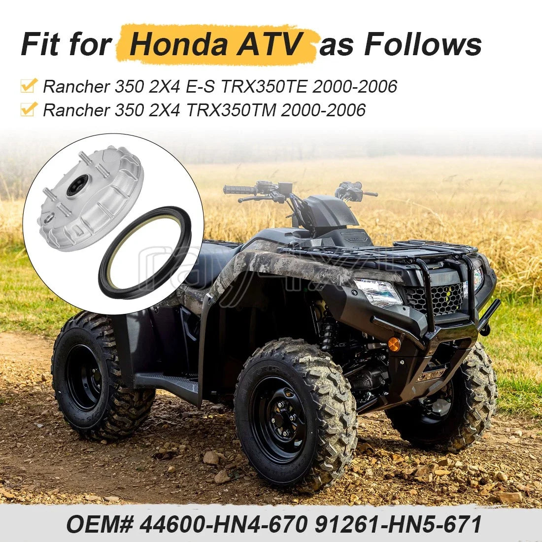 Front Brake Drum Hub & Dust Seal for Honda Rancher 350 TRX350TM (2000–2006)