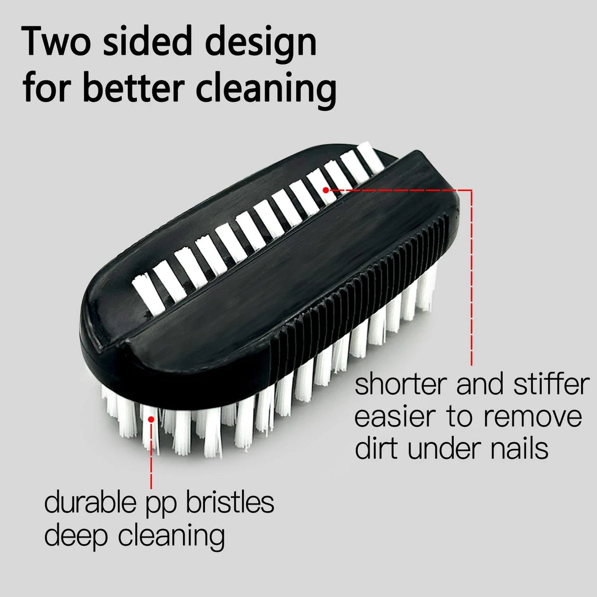 Set of 4 Nail Brushes for Cleaning Fingernails - 2 Sided Hand Scrubber
