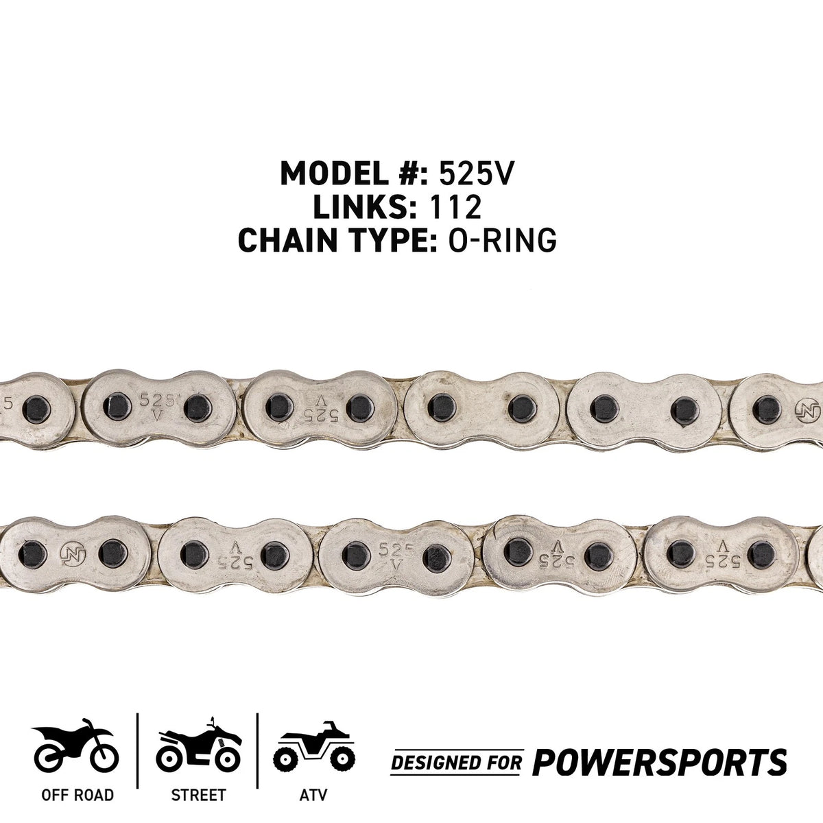 NICHE 525 Drive Chain 112 Links O-Ring for Motorcycle (519-CDC2376H, 92057-0036)
