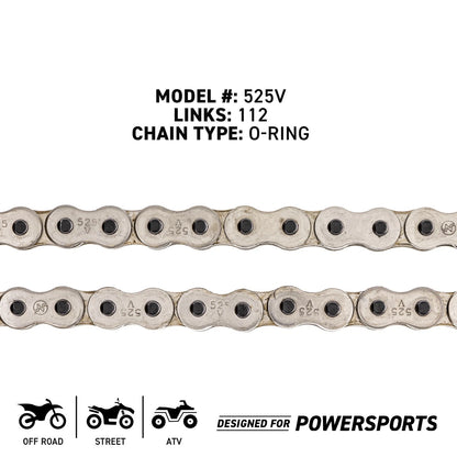 NICHE 525 Drive Chain 112 Links O-Ring for Motorcycle (519-CDC2376H, 92057-0036)