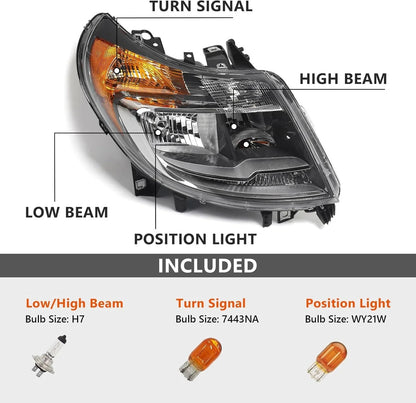 Set of 2 Left + Right Headlights w/ DRL for Dodge Ram ProMaster 1500/2500/3500 (2014–2022)