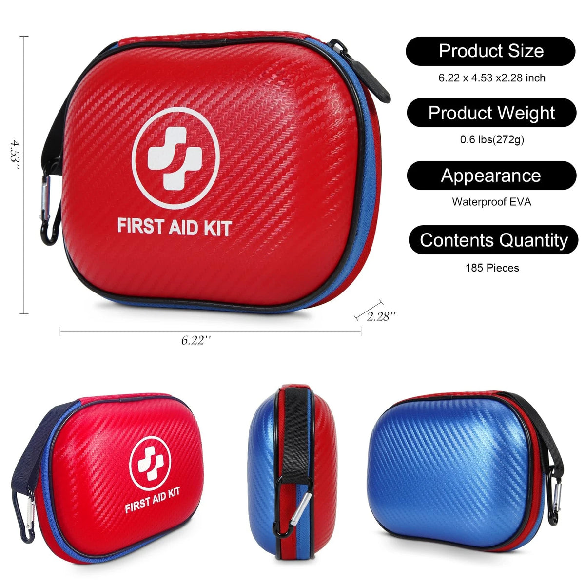 185-Piece Waterproof First Aid Kit for Emergency Preparedness