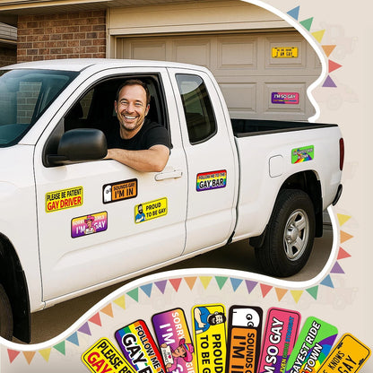 8 Pack LGBTQ Gay Pride Car Magnets for Vehicle Bumper Sticker
