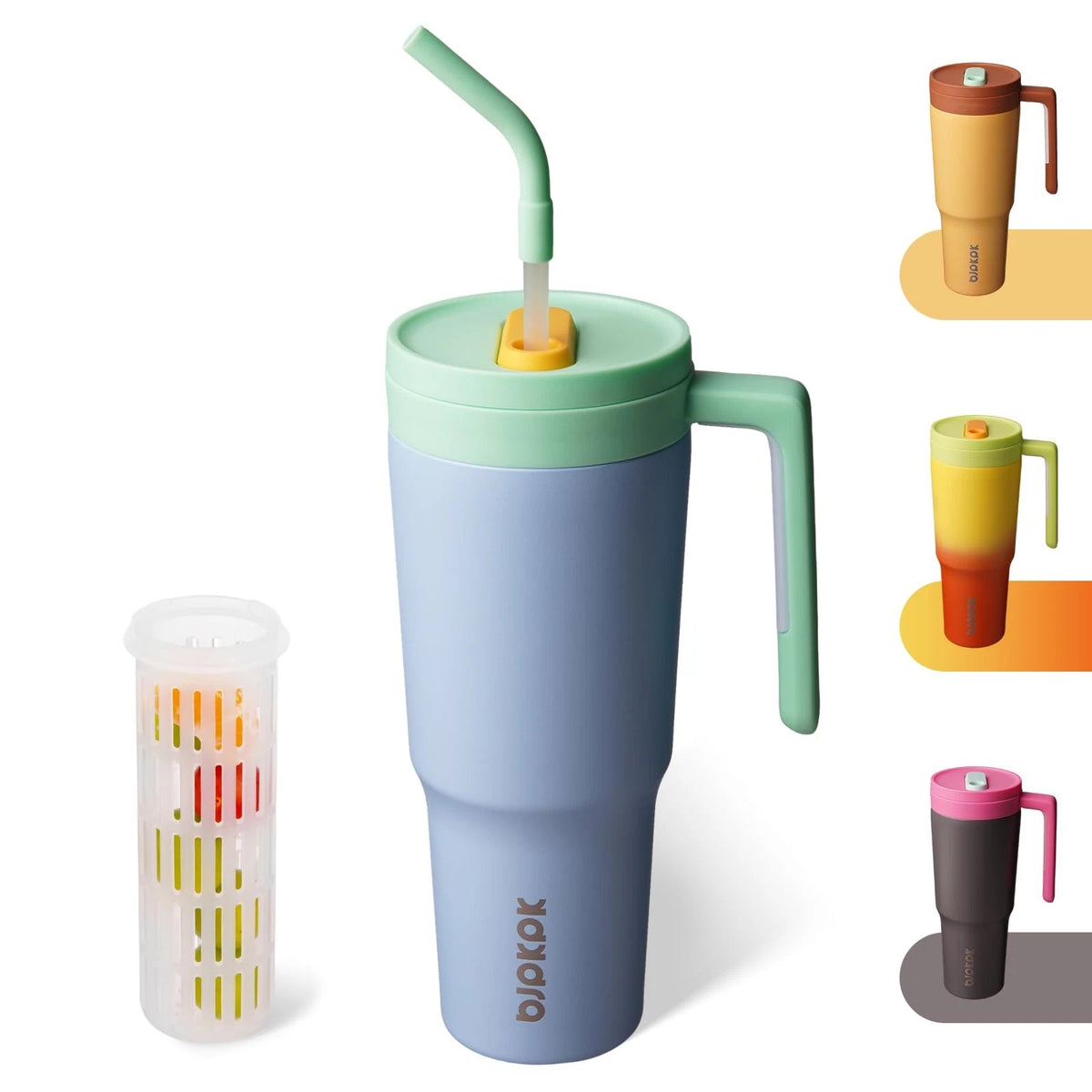 40oz Insulated Tumbler with Handle and Straw for Travel