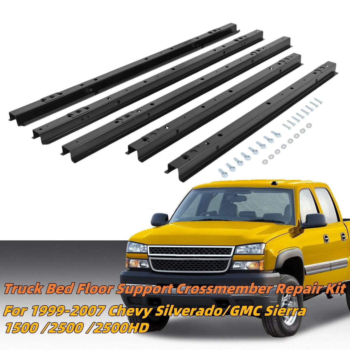 8ft Bed Floor Support Rails for Chevy Silverado/GMC Sierra 1500/2500/HD (1999–2007)