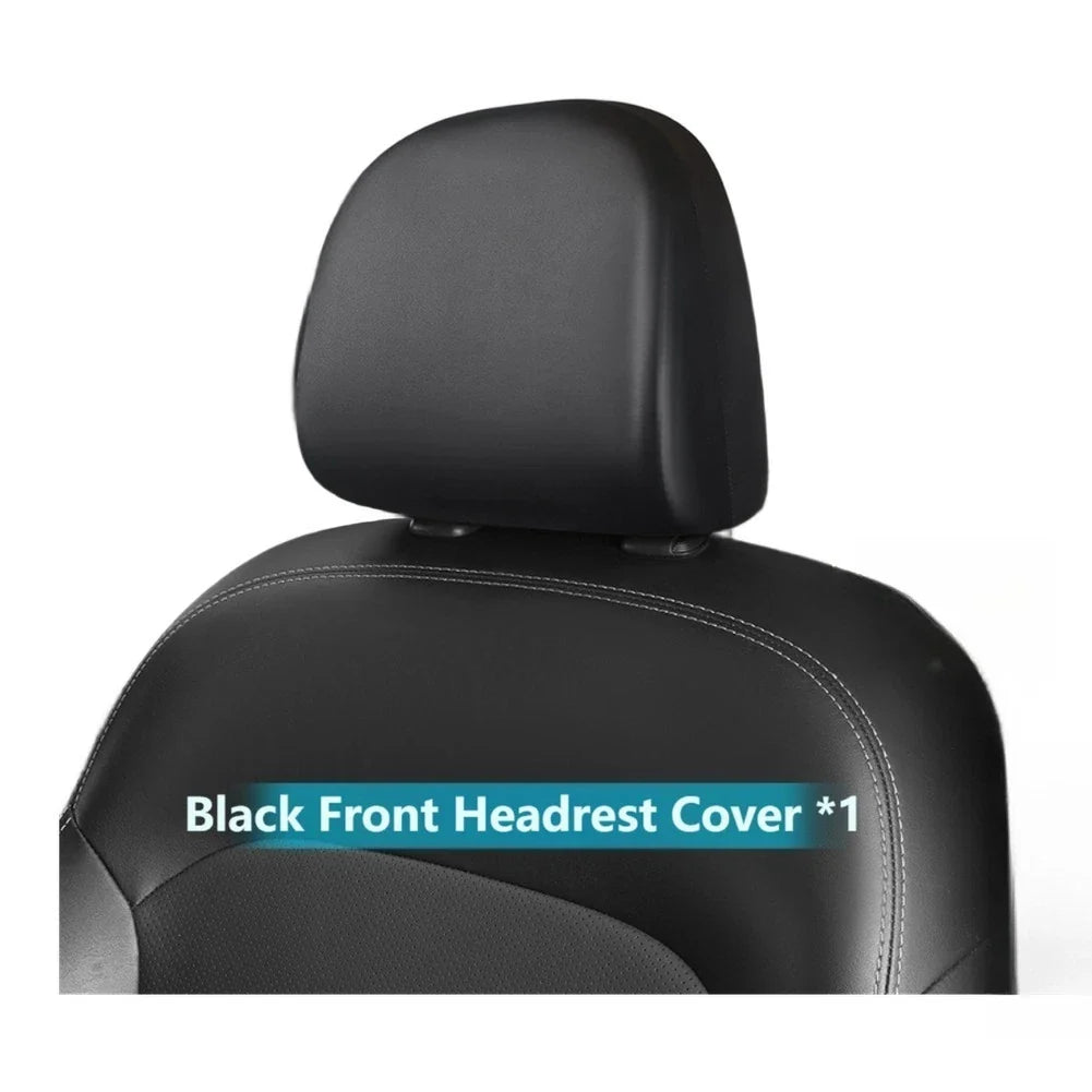 Set of 2 Elastic PU Leather Headrest Covers for Car (Full Protection)