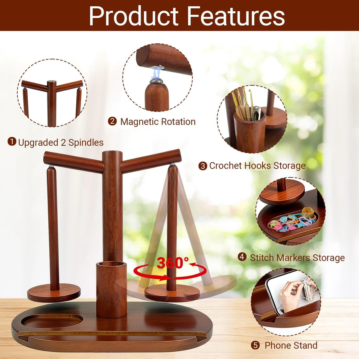 Wooden Yarn Holder for Crocheting and Knitting (2023–2023)
