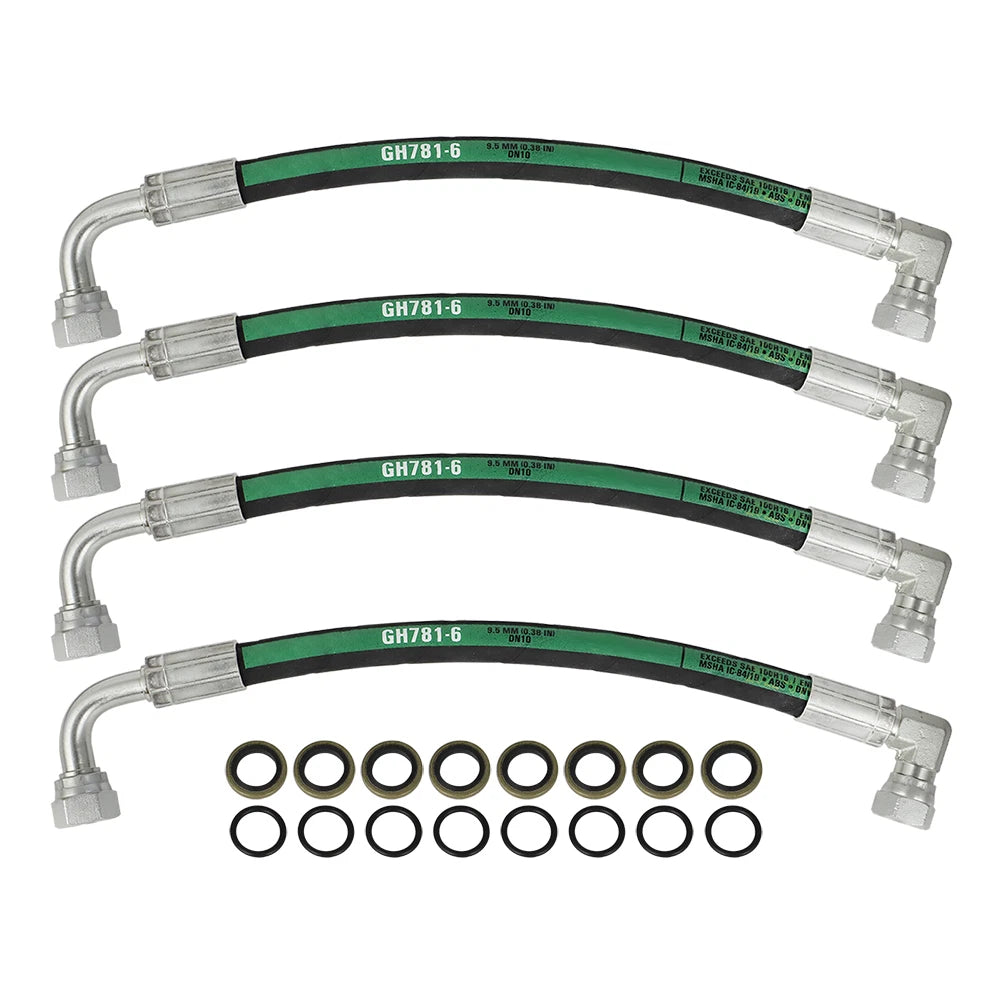 4X Hydraulic Hose Assemblies for John Deere Tractor (5800psi)